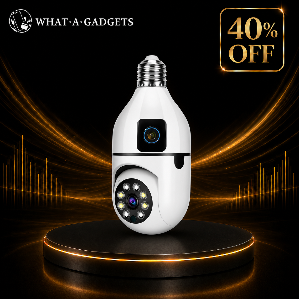 Speed-x SP-E28-2 Dual Lens Bulb Camera 1080p WiFi Panoramic Night Vision Motion Detection With V380 Pro App