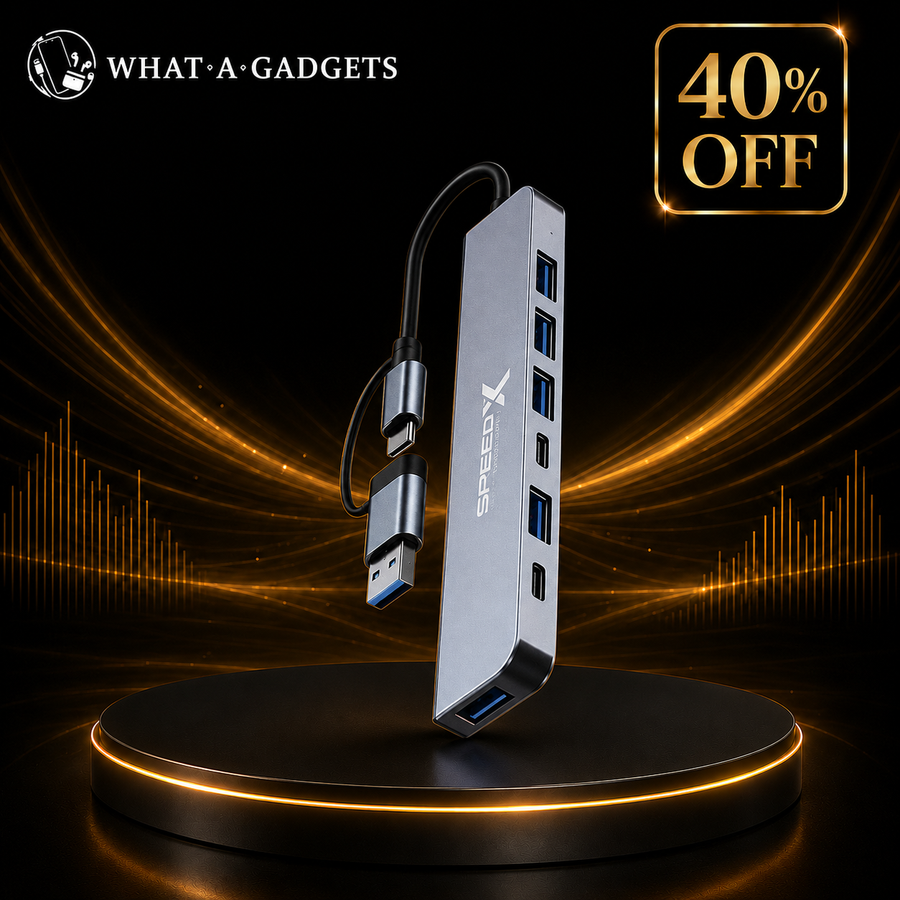 Speed-x SP-TC701 7 Port 2 In 1 USB 3.0 & Type-C Ports Aluminum Alloy Portable Hub